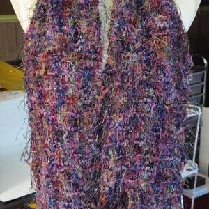 Handcrafted Multi-Color Textured Women's Scarf with Fringe 70"